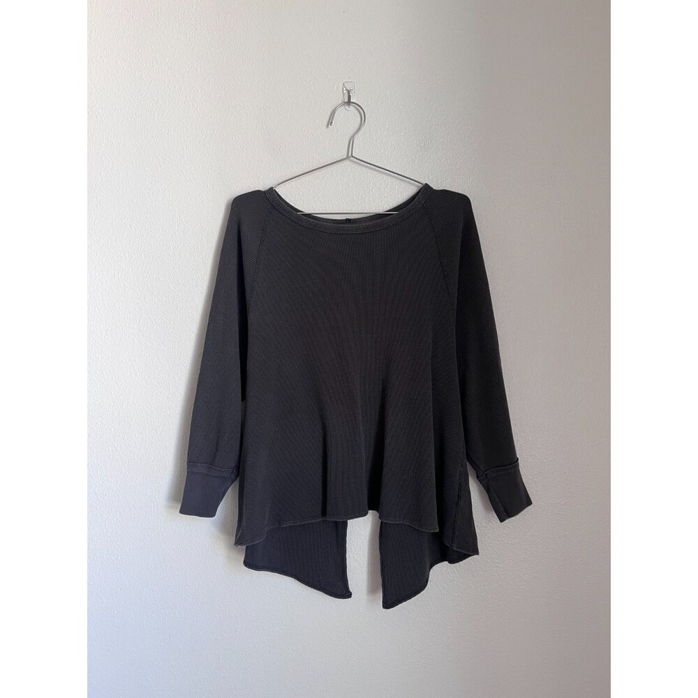 We The Free  Amelia Split-Back Thermal Top in Washed Black Size SMALL
